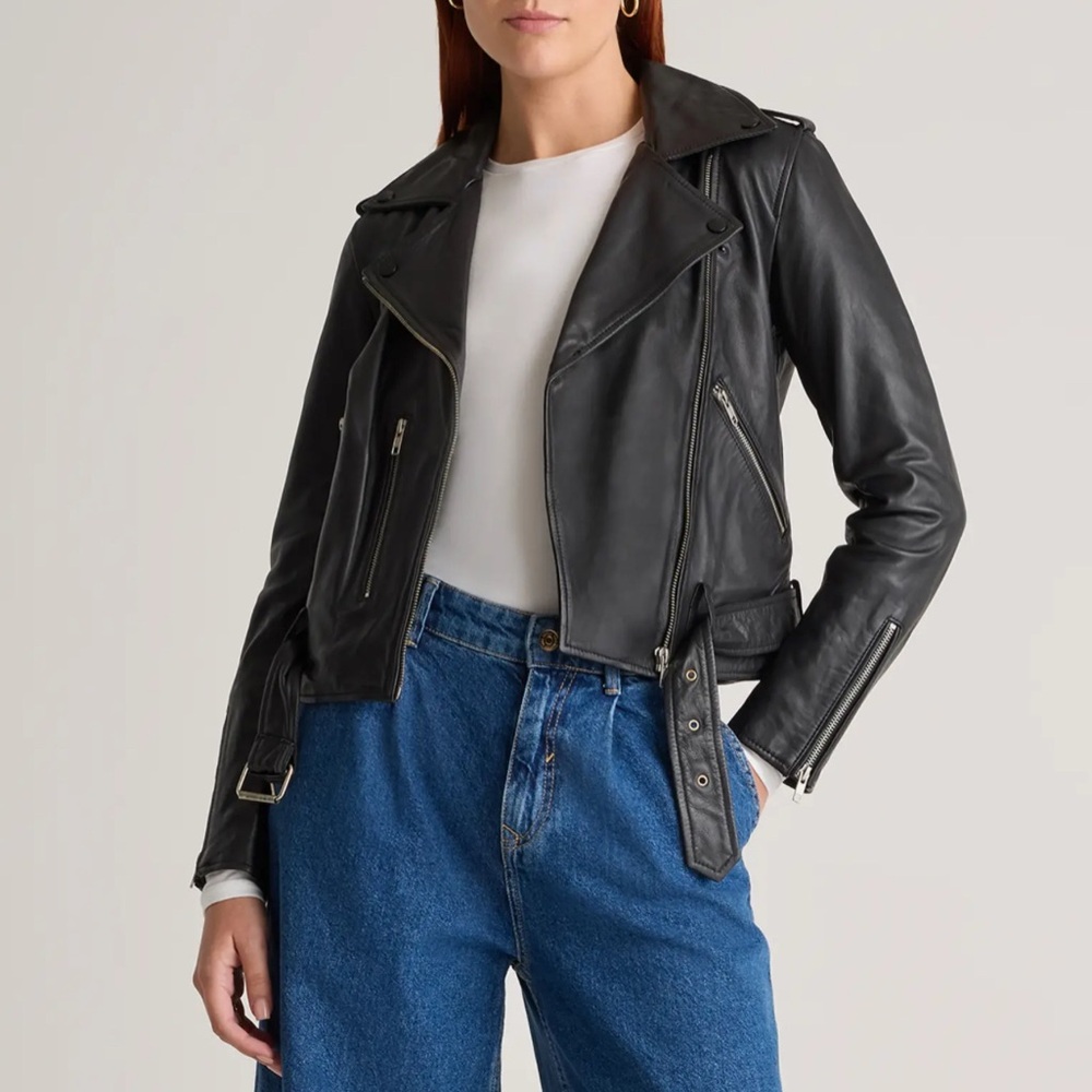 Quince 100% Leather Motorcycle Jacket size M